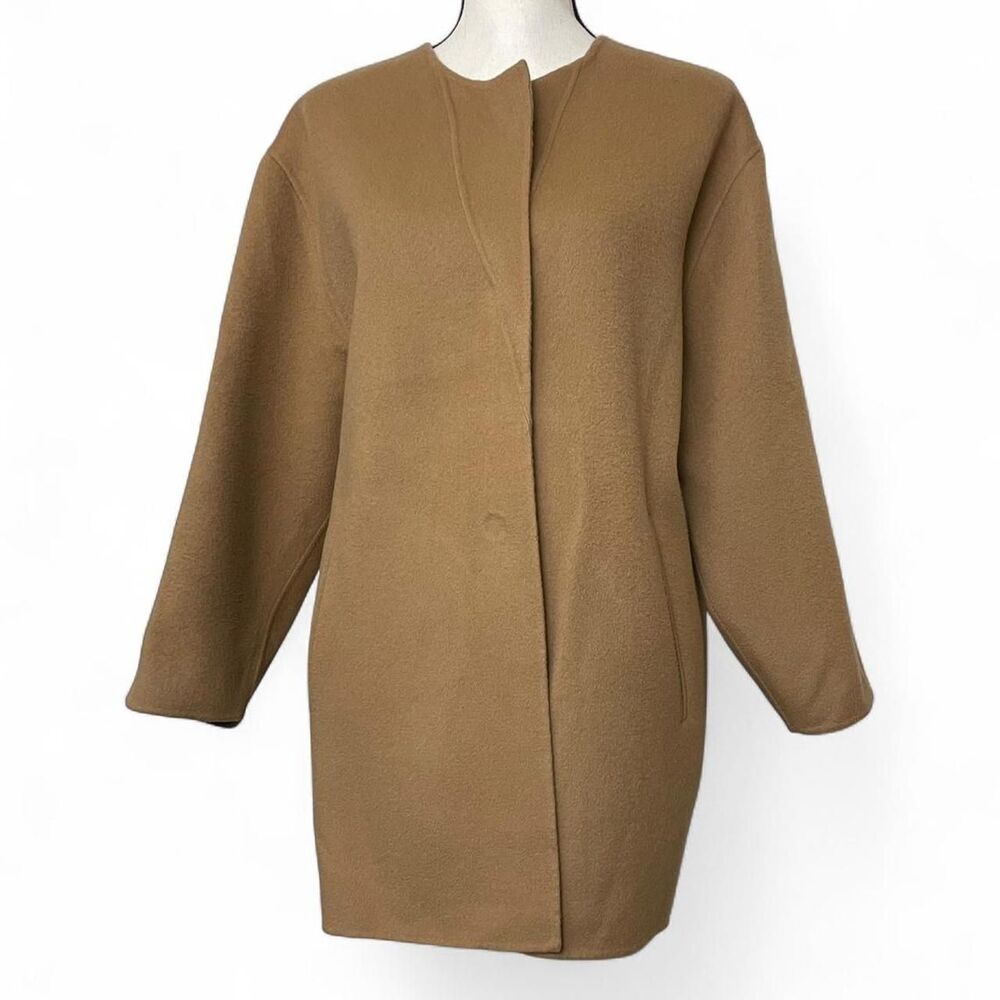 Tan Camel Classic Wool Long Coat “Bani.B by s” Button Front Pockets S/M